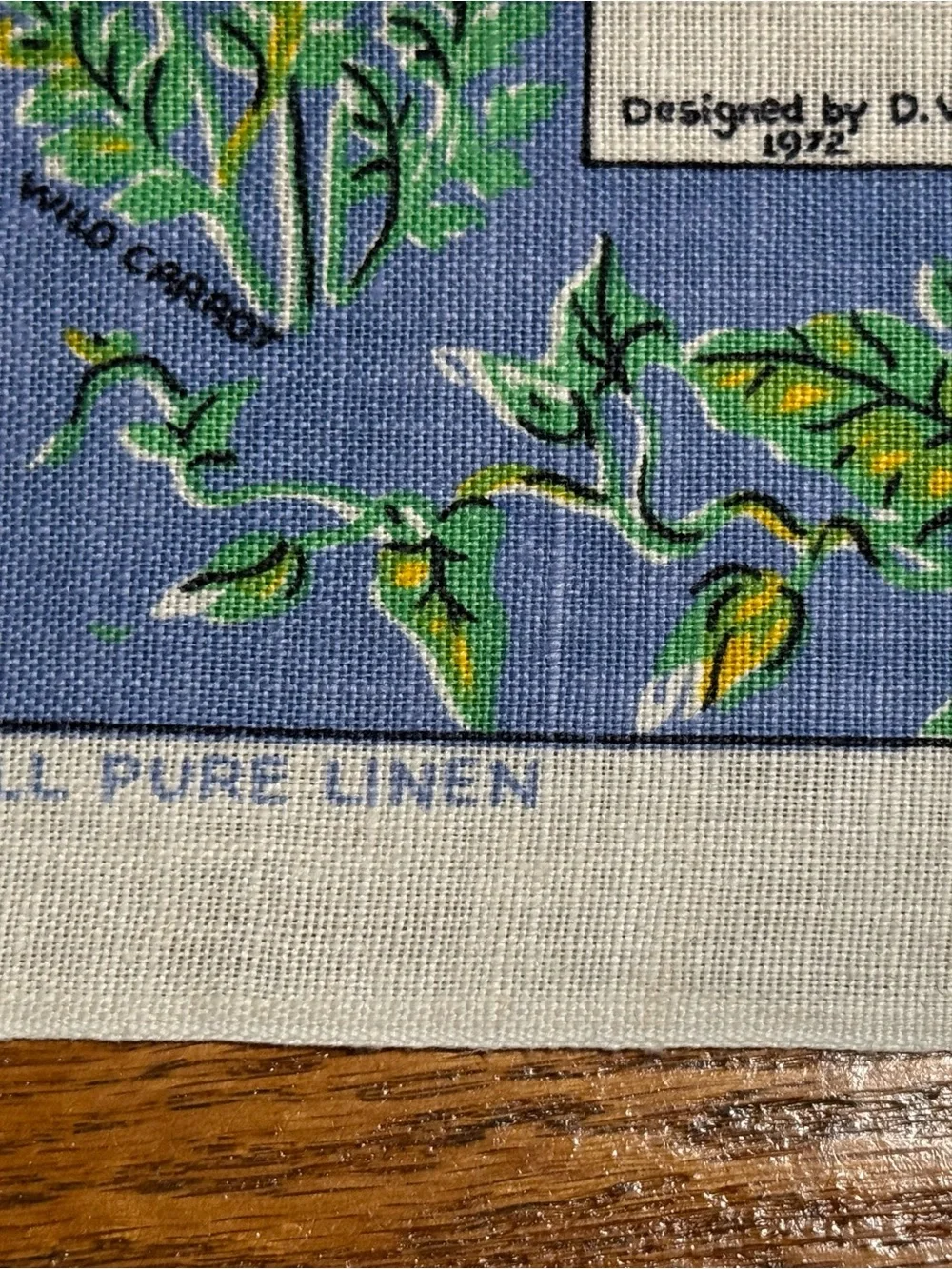 VTG 1972 D Vaughan Oxfordshire Wild Flowers Linen Tea Towel Womens Institute